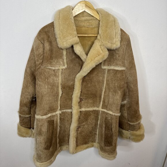 Vintage Sears Shearling Sheepskin Suede Leather Woman M/L Coat Western - Picture 1 of 8